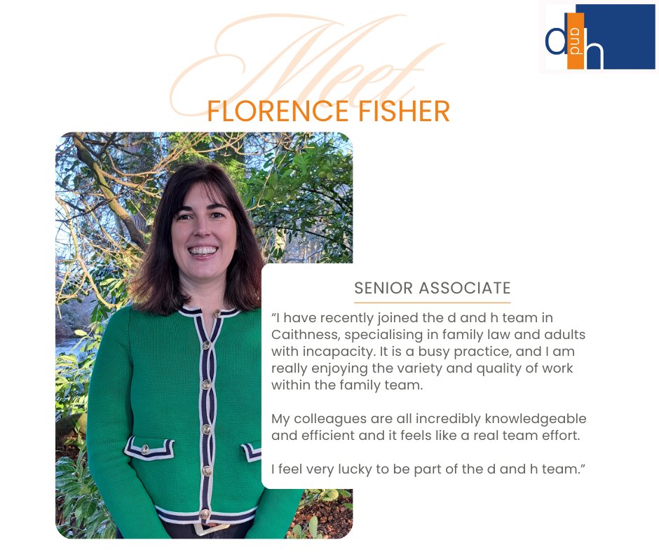 Meet Florence! 👋 She joined our team in January 2025 as a Senior Associate. As a member of Consensus Scotland &amp; the Family Law Association, and with specialist training in domestic abuse cases, she’s a true asset to our team. 💼⚖️