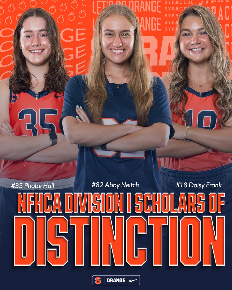 CuseFH's tweet image. Stop us if you've heard this one: A computer science major, a health & exercise science major, and a civil engineering major all walk into a locker room...
Congrats to Phoebe, Abby, and Daisy on earning @NFHCA Scholars of Distinction honors!
📰 bit.ly/3D2WOQE
#lygc