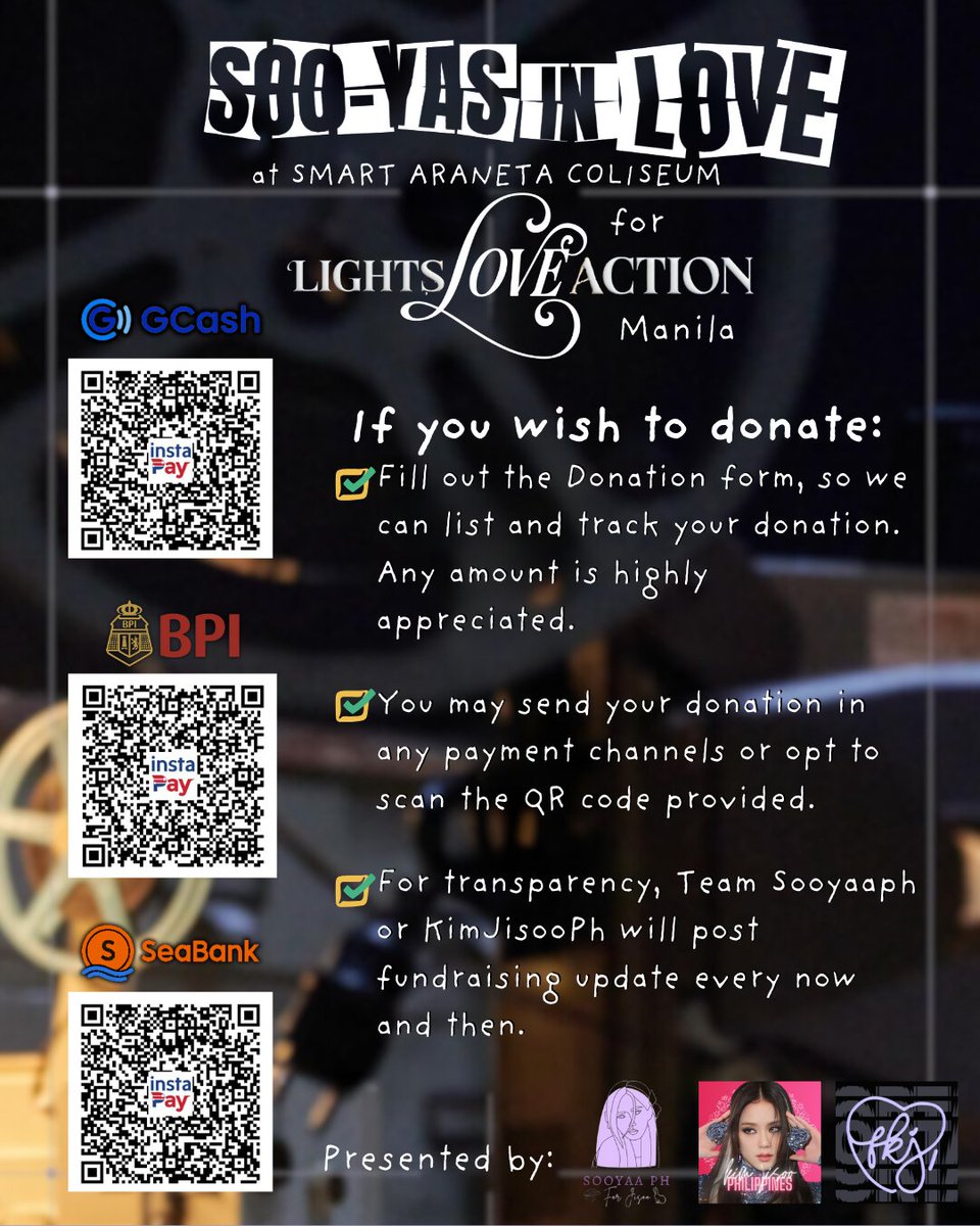 ✨ SOO-YAS IN LOVE ✨
                          FILO SOOYAS FAN PROJECT
                     FOR JISOO LIGHTS LOVE ACTION

Filo Sooyas, our time has finally come to welcome Jisoo to Manila for her first fan meet event! 

Help us make Jisoo’s heart race faster by giving her a warm