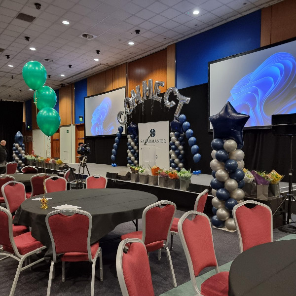 Thanks to <a href="/saladmaster/">Saladmaster®</a> for booking #balloons once more for their bi annual event at <a href="/TICTelford/">TICTelford</a> 
We set up 27 sets of balloons for tables, 4 balloon columns and an arch on the stage.
#balloondecor #corporateevents #balloon #eventdecor