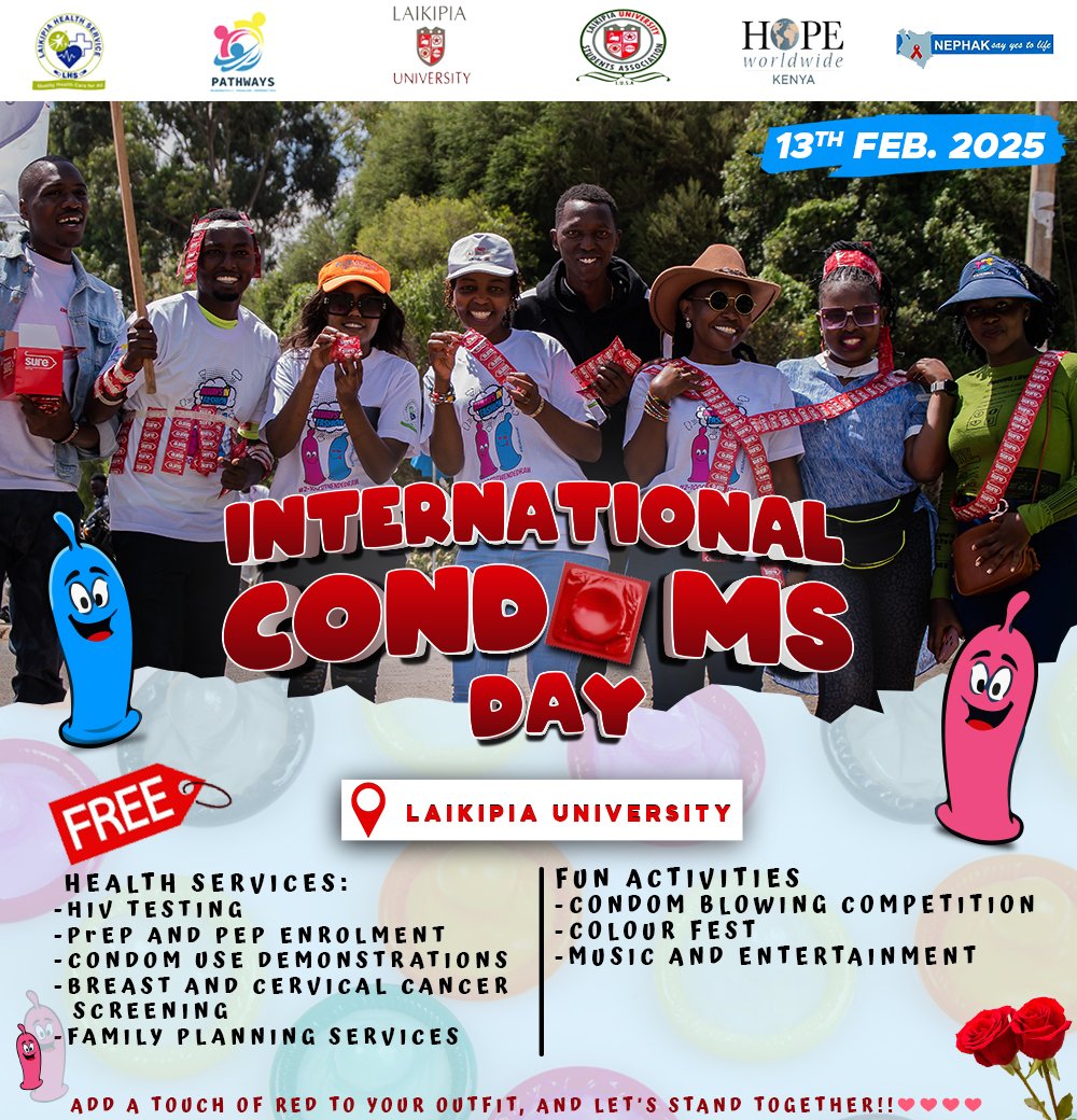 Pathways Policy Institute (PPI) (@publicpathways) on Twitter photo đź’– INTERNATIONAL CONDOMS DAY 2025, VYBE NI SAFE, JUST USE IT!
Join us at <a href="/LaikipiaUniKe/">Laikipia Univeristy-KE</a> on Feb 13 for #InternationalCondomsDay2025, where fun meets protection!
Come for the services, stay for the fun, and leave with knowledge, confidence, and good vibes!
#ICD2025 #RideonaC đź’– INTERNATIONAL CONDOMS DAY 2025, VYBE NI SAFE, JUST USE IT!
Join us at <a href="/LaikipiaUniKe/">Laikipia Univeristy-KE</a> on Feb 13 for #InternationalCondomsDay2025, where fun meets protection!
Come for the services, stay for the fun, and leave with knowledge, confidence, and good vibes!
#ICD2025 #RideonaC
