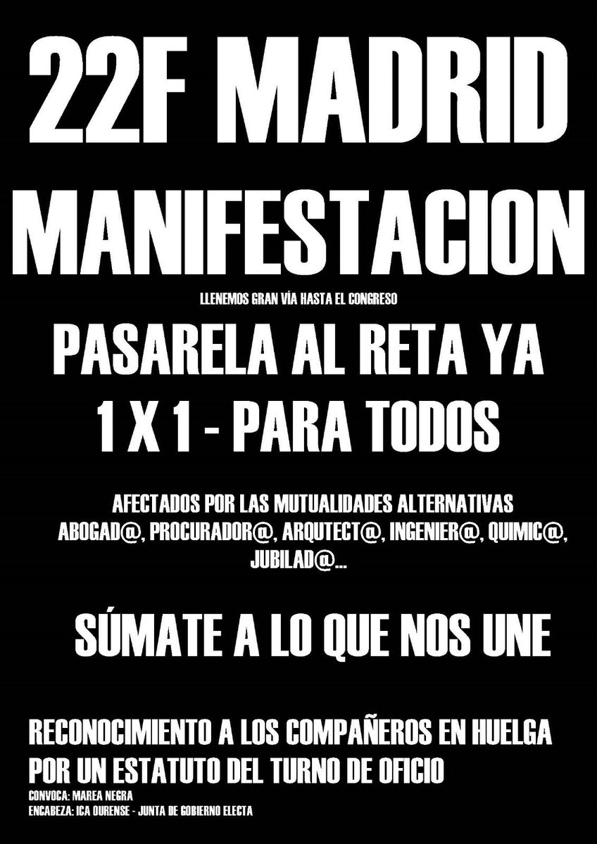plataformareta's tweet photo. Estamos en un momento crucial y debemos movilizarnos masivamente el 22F  para que nos oigan, y que los grupos parlamentarios apoyen nuestra enmienda, que incluye una #Pasarela1x1AlRetaParaTodos

#súmatealoquenosune
#YoVoyMadrid22F https://t.co/3ys9g8BDp4