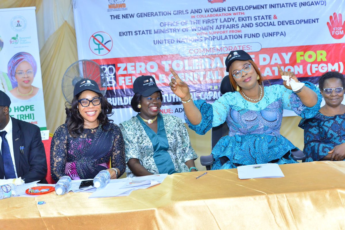 NIGAWD's tweet image. This month marked a significant milestone in d  Female Genital Mutilation (FGM) @NIGAWD in partnership with the Office of the Wife of the Ekiti State Governor, Dr. Olayemi Oyebanji, Ekiti State Ministry of Women Affairs
Thanks to @UNFPANigeria
