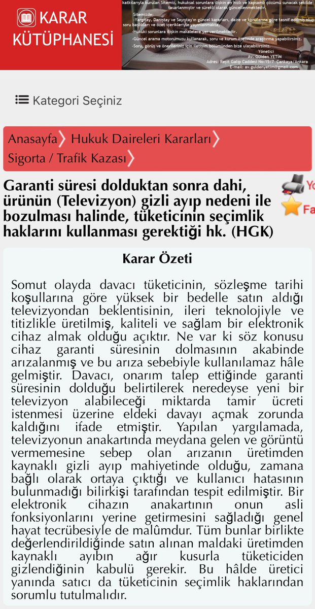 kararkutuphanes's tweet photo. Garanti süresi dolduktan sonra dahi, ürünün (Televizyon) gizli ayıp nedeni ile bozulması halinde, tüketicinin seçimlik haklarını kullanması gerektiği hk. (HGK)
#tüketici #garanti #satıcı #avukat #yargıtay #hakim #dava #mahkeme

Link https://t.co/UBGuu3qwoH https://t.co/cGxl1CwdWk