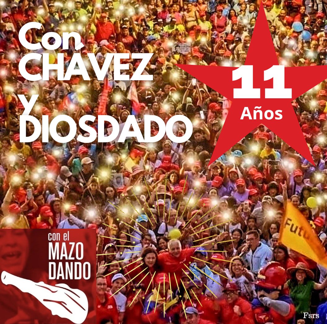 Los GALLOS del SUR (@gallos_sur) on Twitter photo HOY Felicitamos al equipo de <a href="/ConElMazoDando/">Con el Mazo Dando</a> x los 11 años del programa de interés mundial para todos los chavistas del universo, gracias x dar la batalla con la verdad, por traernos a la memoria los discursos, ideas y praxis política del Nuestro Hugo Chávez
#DiosdadoLealAChavez HOY Felicitamos al equipo de <a href="/ConElMazoDando/">Con el Mazo Dando</a> x los 11 años del programa de interés mundial para todos los chavistas del universo, gracias x dar la batalla con la verdad, por traernos a la memoria los discursos, ideas y praxis política del Nuestro Hugo Chávez
#DiosdadoLealAChavez