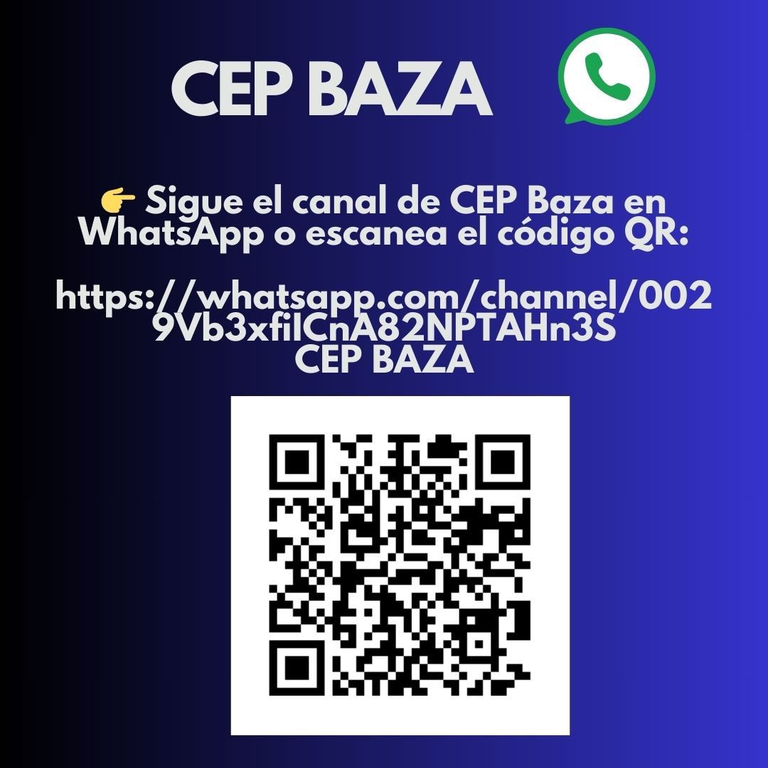 📢 ¡Únete a nuestro canal de difusión en WhatsApp! 💬✨
Mantente informado sobre todas las novedades de CEP BAZA. 🔥
📲 Haz clic en el enlace o escanea el código QR para suscribirte.

🔗 whatsapp.com/channel/0029Vb…

#CEPBaza #WhatsApp #Infórmate #Educación #Novedades