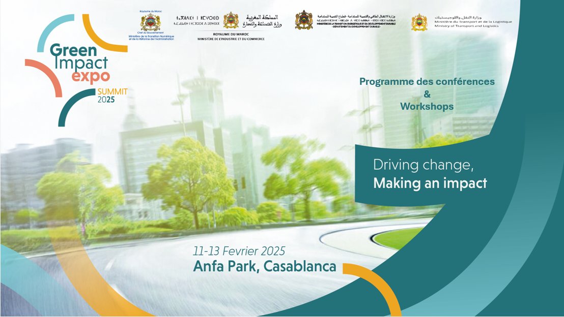 L’AMEE participe au Green Impact Expo &amp; Summit (GIE), le premier événement en Afrique dédié aux solutions de mobilité durable et à la décarbonation. ​

📅 Date : Du 11 au 13 février 2025​
📍   Lieu : Anfa Park, Casablanca, Stand n° A010 ​

👉 greenimpactexpo.net