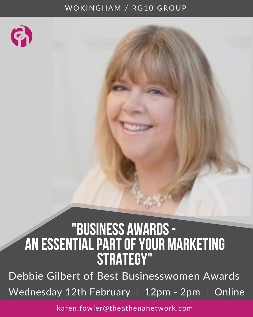 Are you free on Wednesday for fabulous online, female networking?
Join us and enjoy this month's talk at Wokingham/RG10 Group from Debbie Gilbert.

#Wokingham #RG10 #Networking #BusinessDevelopment #onlinenetworking