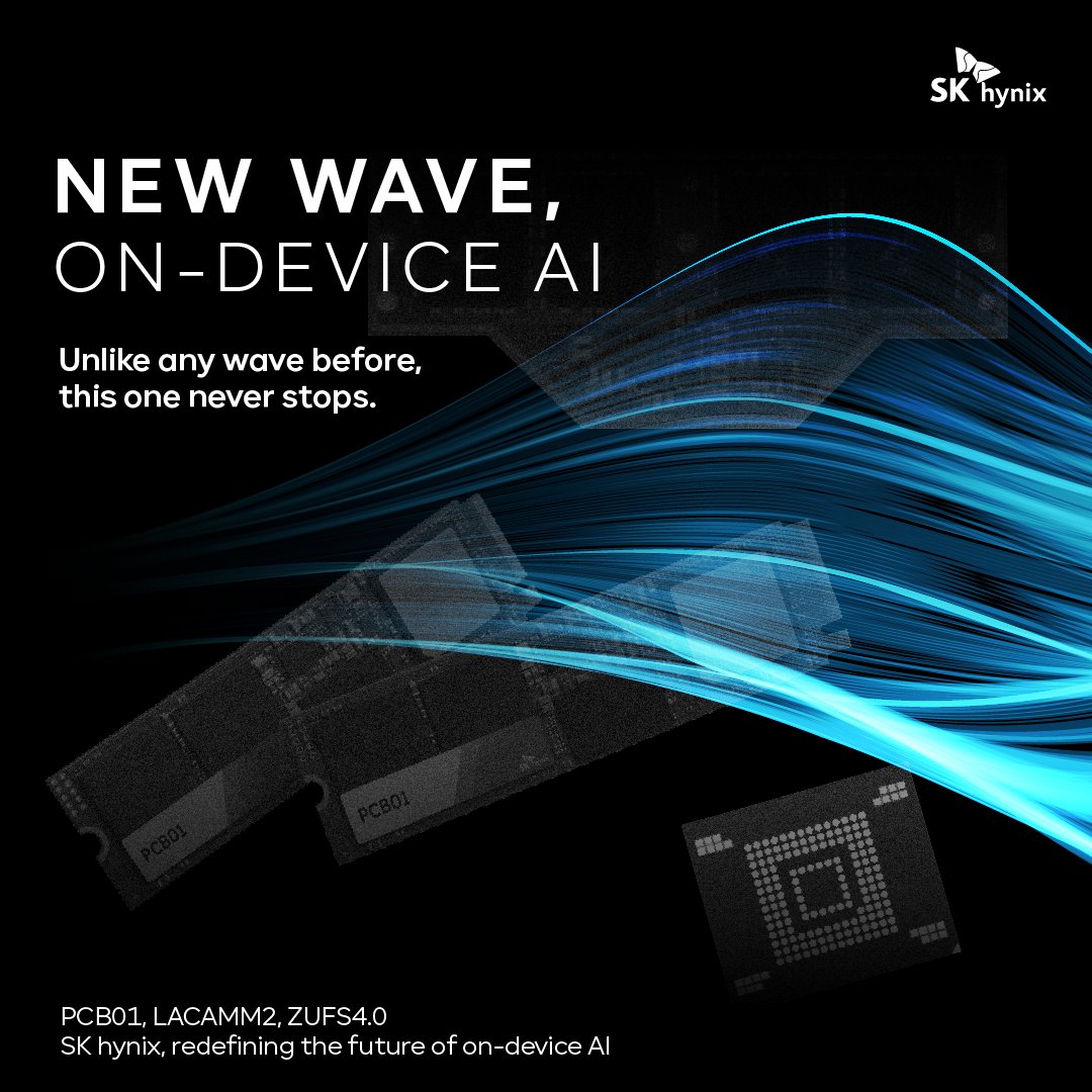 SKhynix's tweet image. 🌊 The AI wave is here. As AI moves on-device, the need for faster, more efficient memory is greater than ever. @SKhynix is powering the future with #PCB01, #LPCAMM2, and #ZUFS 4.0, pushing the limits of speed, efficiency, and performance.
#SKhynix #OnDeviceAI