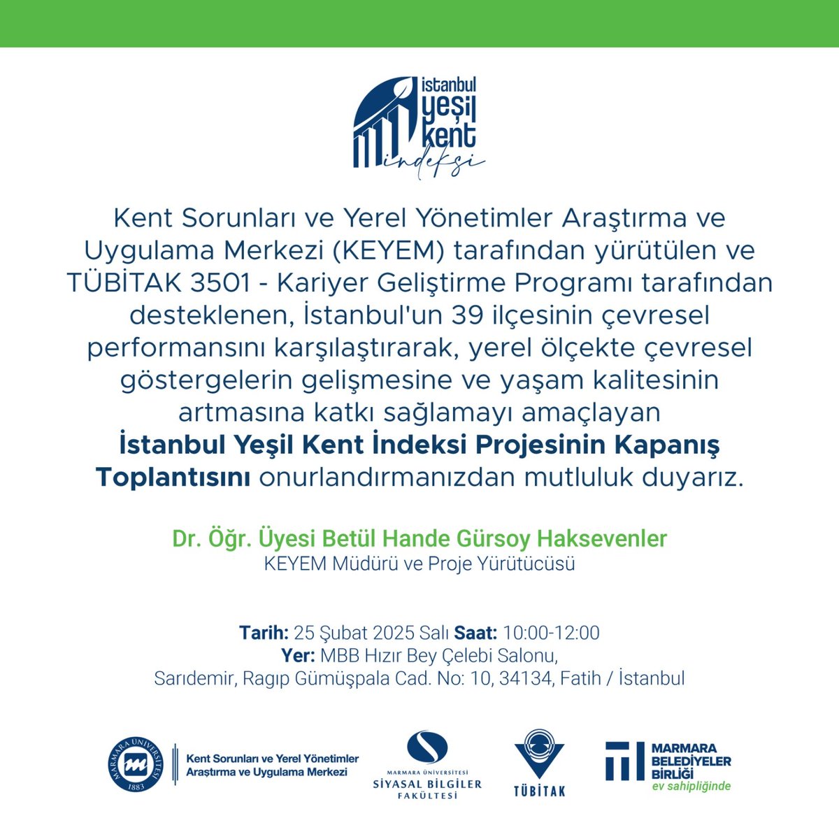 KeyemMarmara's tweet photo. Merkezimiz bünyesinde yürütülen ve TÜBİTAK tarafından desteklenen İstanbul Yeşil Kent İndeksi Projesi'nin kapanış toplantısı, 25 Şubat Salı günü Marmara Belediyeler Birliği ev sahipliğinde gerçekleştirilecektir.

🟩 Bilgi: https://t.co/KWKPG8g0nO
🟦 Kayıt: https://t.co/gAfq2byfgc https://t.co/eLZvPIOauR