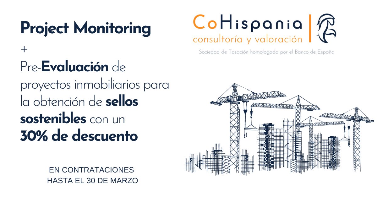 📢 ¡¡¡Project Monitoring + 
 Pre-Evaluación de proyectos #inmobiliarios para la obtención de certificación sostenible  con un 3️⃣ 0️⃣ % de descuento!! #Edificacion

Conoce nuestra promoción para que conozcas nuestro informe Eval ⬇️
cohispania.com/empresas/consu…