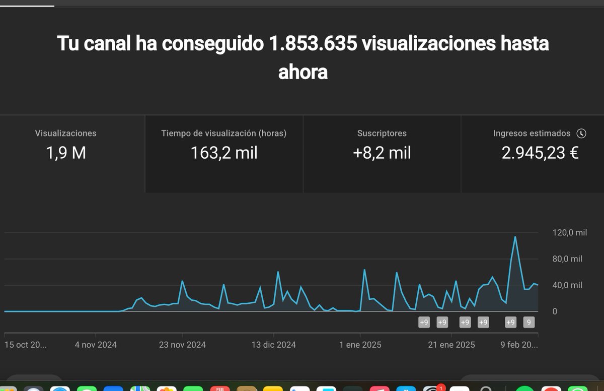 Empecé mi décimo canal de YouTube  en Noviembre, y lo moneticé a las 2 semanas, el 15 de Noviembre.  

Noviembre: 300€ 
Diciembre: 1200€ 
Enero: 954€ 
Febrero (8 días): 678€

Aquí te dejo 4 sencillos pasos para iniciar en YouTube  correctamente (incluso si no sabes nada):