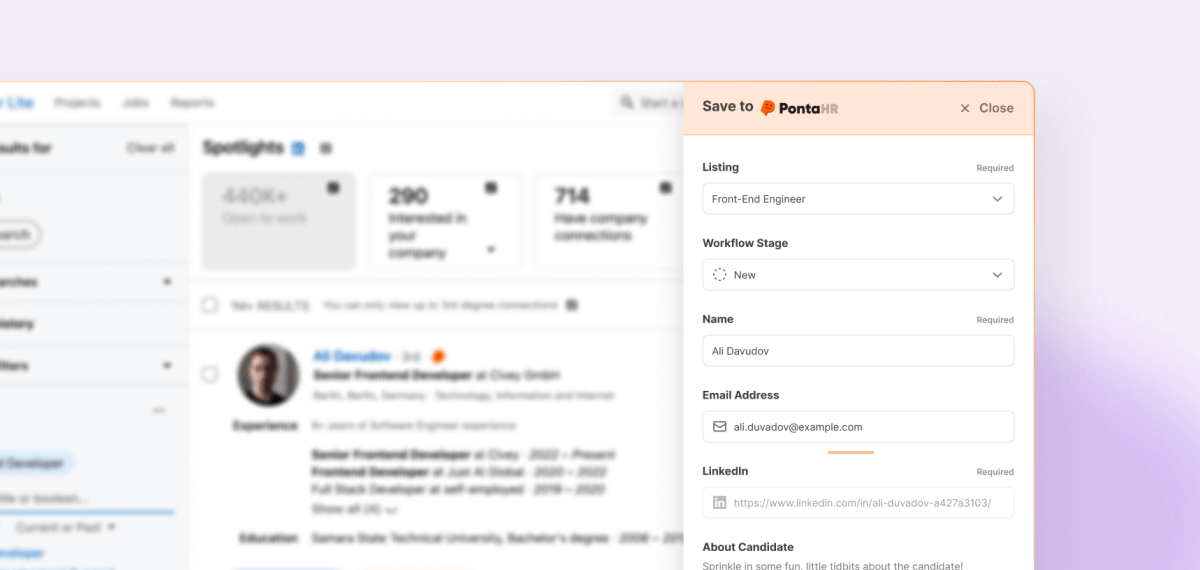 We just released a ✨major update✨ – connect PontaHR and LinkedIn Recruiter to get the best of both worlds. Browse LinkedIn with a clear overview of past, present, and future candidates.

Read more about this and other updates in our changelog: bit.ly/40Ffz4o 🤓