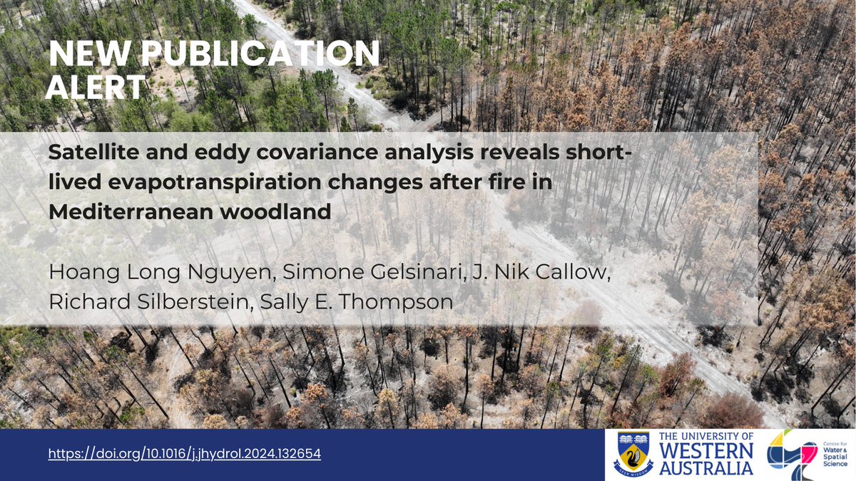 🛰️ Observing how fire affects water use - from space!

💧New research shows change in water use after fire in a banksia woodland on the Swan Coastal Plain - important for water &amp; ecosystem management!

Read more: zurl.co/HfhEO

<a href="/SAgE_UWA/">UWA SAgE</a> <a href="/DWER_WA/">DWER WA</a> <a href="/TERN_Aus/">TERN</a> <a href="/uwanews/">UWA</a>