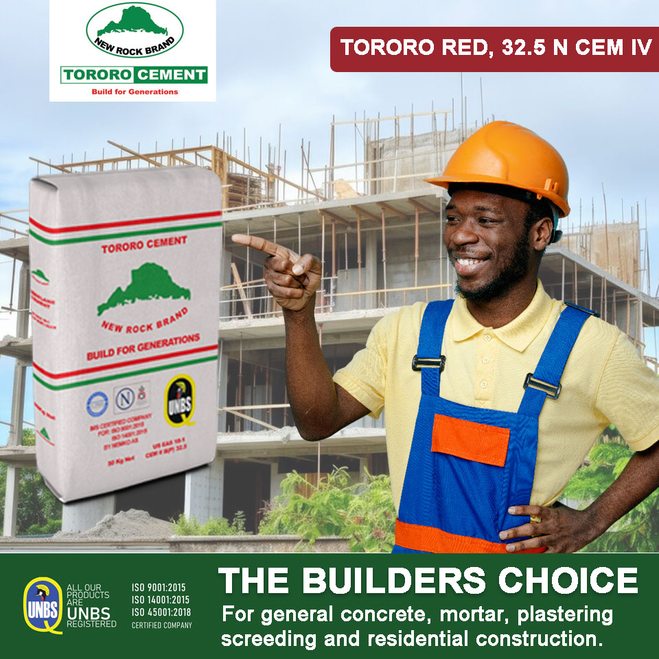 TororoCement's tweet image. Tororo Red, 32.5N CEM IV is the builders choice for general general concrete, mortar, plastering, screeding and residential construction. #buildforgenerations
