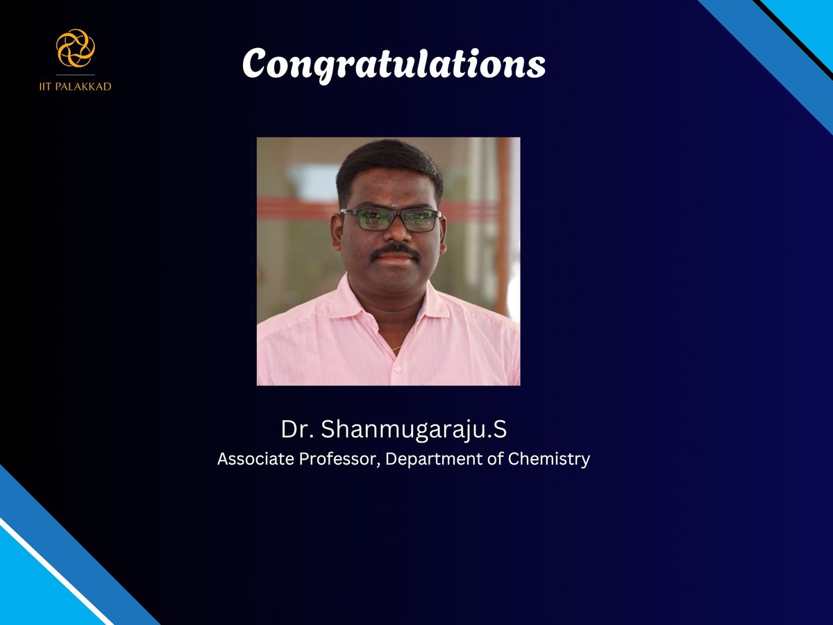 Dr. Shanmugaraju.S, Associate Professor in the Department of #Chemistry, has been selected as one of the 2024 Rising Stars in Measurement Science” by the #AmericanChemicalSociety (ACS).