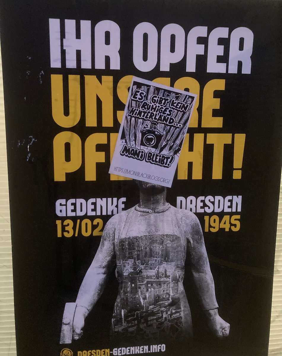 In den Dresdner Randbezirken klebt schon fleißig Nazipropaganda für den 80. Jahrestag der Bombardierung Dresdens.

Informiert euch unter #dd1302 und #dd1502 zu den geplanten Gegenaktionen und folgt <a href="/ddwiedersetzen/">Dresden WiEdersetzen</a>! Alerta!