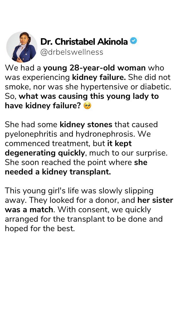 dipoaina1's tweet photo. Kidney failure due to 2000 mg of vitamin C for skincare glow.

Nigerians please be careful! https://t.co/jH7UtyRDsB