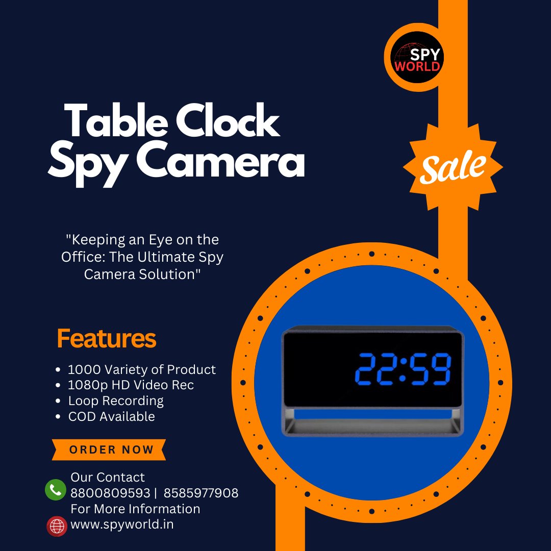 in_spyworld's tweet photo. Stay ahead of the game with our innovative Table Clock Spy Camera. Monitor your space discreetly and efficiently with this cutting-edge surveillance device.

For any query:
Call us at 8800809593 | 8585977908
or visit us at: https://t.co/C7HCmj0k6c
#tableclock #camera #spyworld https://t.co/gWfAMJpBI9