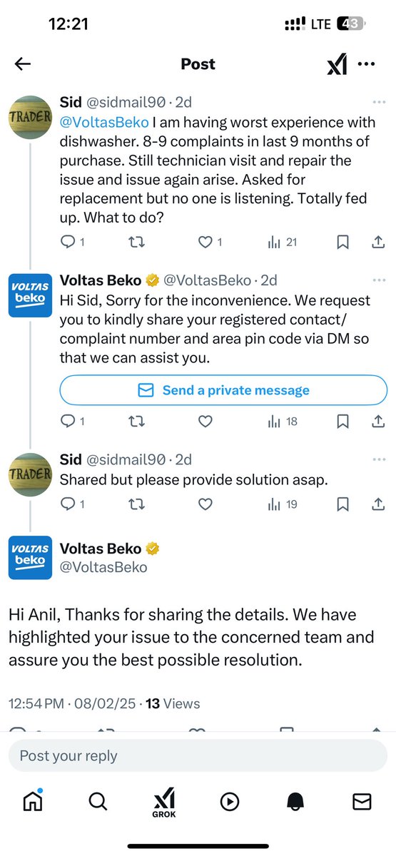 sidmail90's tweet photo. @VoltasBeko Just like your customer care, social media handle is worst. No response.

Great going Tata. https://t.co/Sm5t6080sq