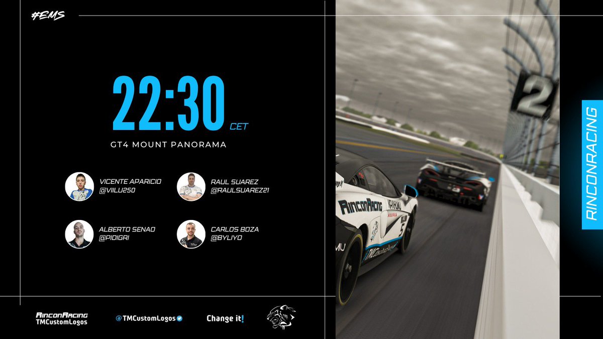 EMS ROUND 4!🏁

Cuarta fecha del campeonato GT4 de <a href="/EMS_iRacing/">European Master Series</a>, ecuador del mismo que llegamos como lideres, en busca de mantener esa P1 de la general🔥.

🇦🇺 Mount Panorama.
🚗 GT4.
👤 @pidigri 
👤 @viilu250 
👤 <a href="/RaulSuarez21/">Raul Suarez (Vasdes)</a>
👤<a href="/ByLiyo/">Carlos Boza</a> 

#somosrincon