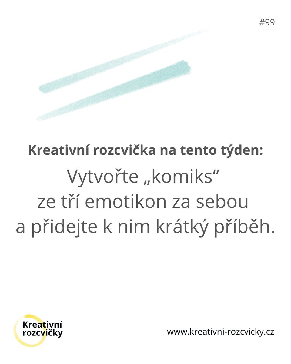 Pondělní kreativní rozcvička #99

👉 Vytvořte „komiks“ ze tří emotikon za sebou a přidejte k nim krátký příběh.

Během chvíle bude na světě skvělý komiks, který svět ještě neviděl.   

 #KreativniRozcvicka