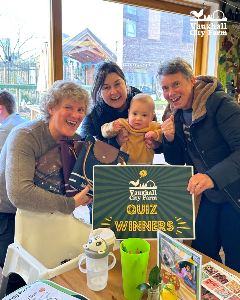 🏆 Quiz Winners! 🏆 Look how happy last weeks quiz winners are! They each went home with a brand new JoJo Maman Bebe bag, and smiles all round!
You can join our weekly quiz on Wednesdays at The Farm, 10:30am - 11:30am. 
vauxhallcityfarm.org/events/parent-…