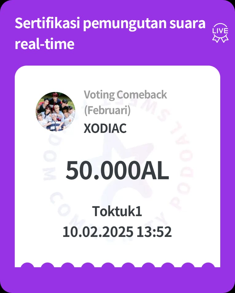 TokTukvotes's tweet image. Done for #XODIAC

Thank you everyone for participating in this giveaway 💖

(because the proof does not reach 100 then we only take the poll winner)

#TokTukvotes_proof