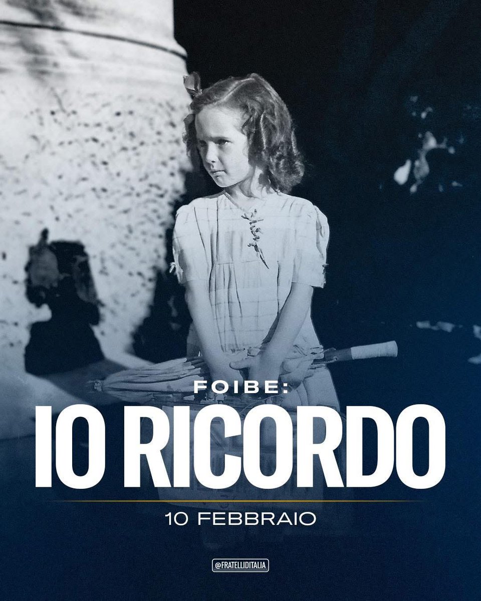 Nel Giorno del Ricordo, rinnoviamo la memoria per i Martiri delle #Foibe, gli esuli giuliano-dalmati e tutte le vittime dell’eccidio compiuto dai partigiani comunisti del Maresciallo Tito

Questa data sia per sempre un monito affinché quella tragedia non venga mai più dimenticata