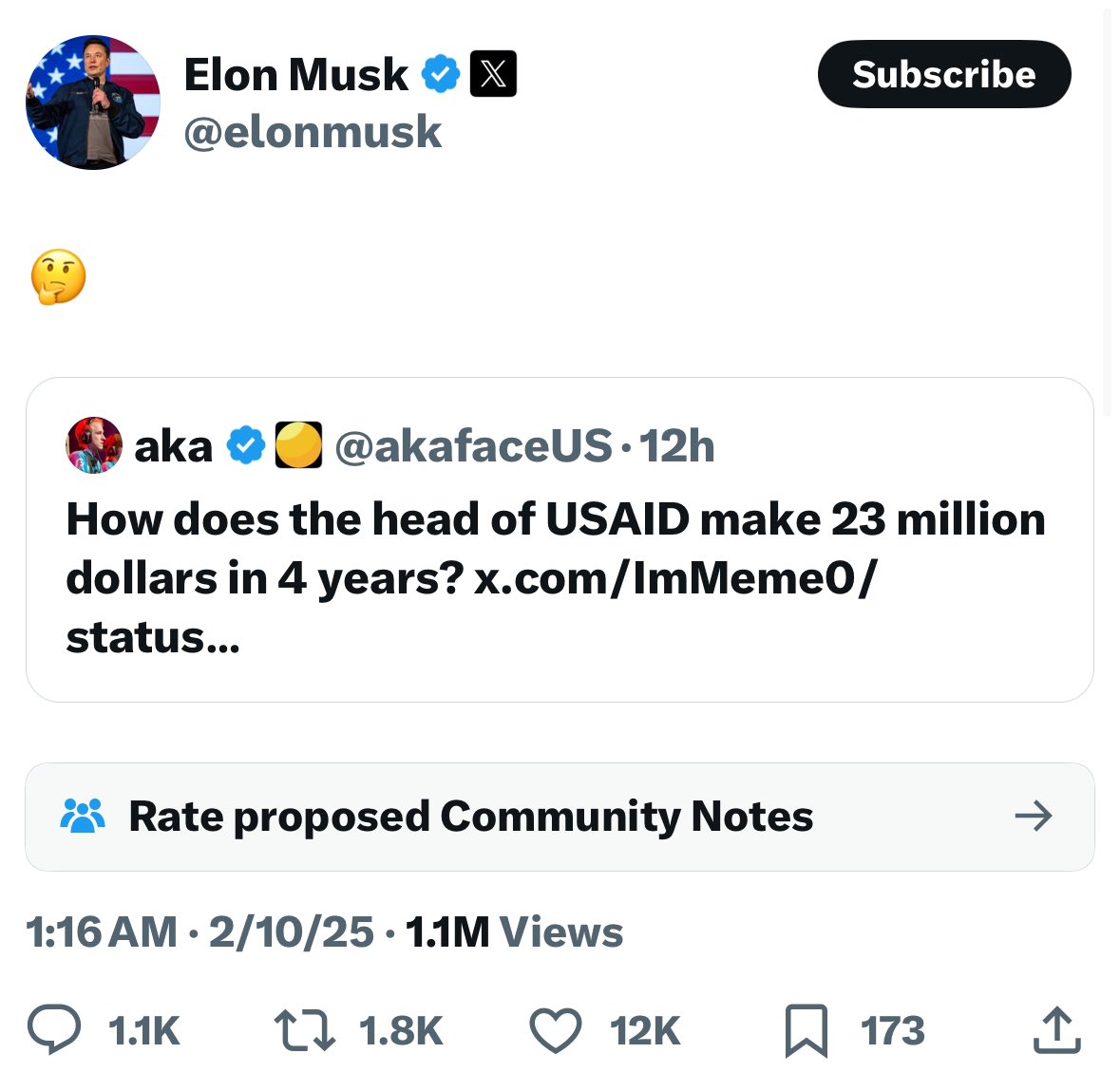 acnewsitics's tweet image. USAID Administrator's salary is publicly available: ~$225K/year. Over 4 years, that's ~$900K, not $23 million. Federal officials are subject to strict financial disclosures. If you have proof of this wild claim, post it. Otherwise, it's just more 'trust me, bro' nonsense.