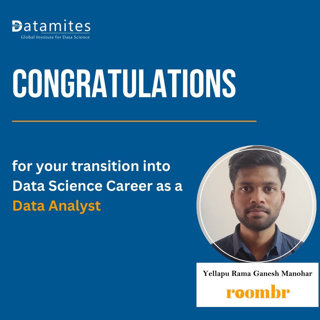 DataMites's tweet image. Congratulations to our incredible learners. Wishing you all continued success and greatness in all your future endeavors.
#datamitesplacements #datamites #datamitesdatascience #datamitessuccessstories #SuccessStory #DataMitesSuccess #DataMitesSupport #DataMitesJobAssistance