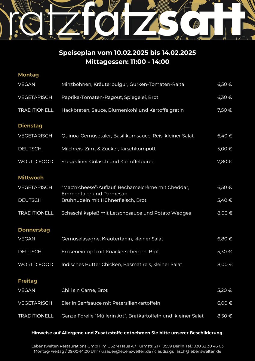 Unsere Karte für diese Woche. Wir freuen uns auf euren Besuch!
#ratzfatzsatt