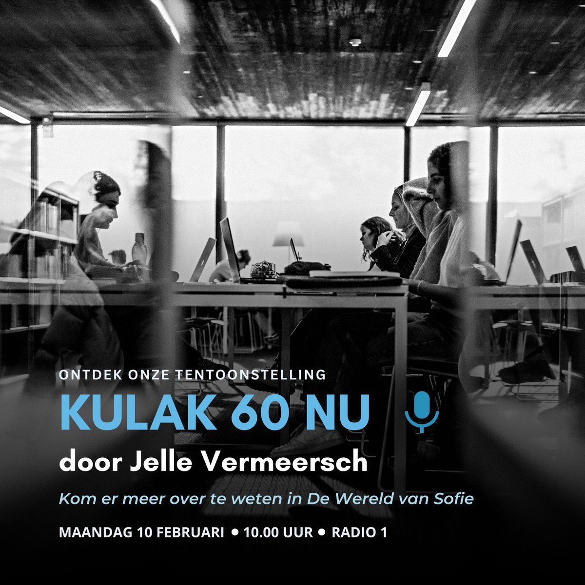 🎧 Ontdek één van de podcasts van KULAK 60 NU straks in #DeWereldvanSofie.

🧐Ben je benieuwd naar meer? Kom op 20 februari naar onze vernissage. 
👉 Schrijf je in via tinyurl.com/5886htev

#kuleuvenkulak #wardbogaert #jellevermeersch #kulak60nu  #radio1 #60jaarkulak