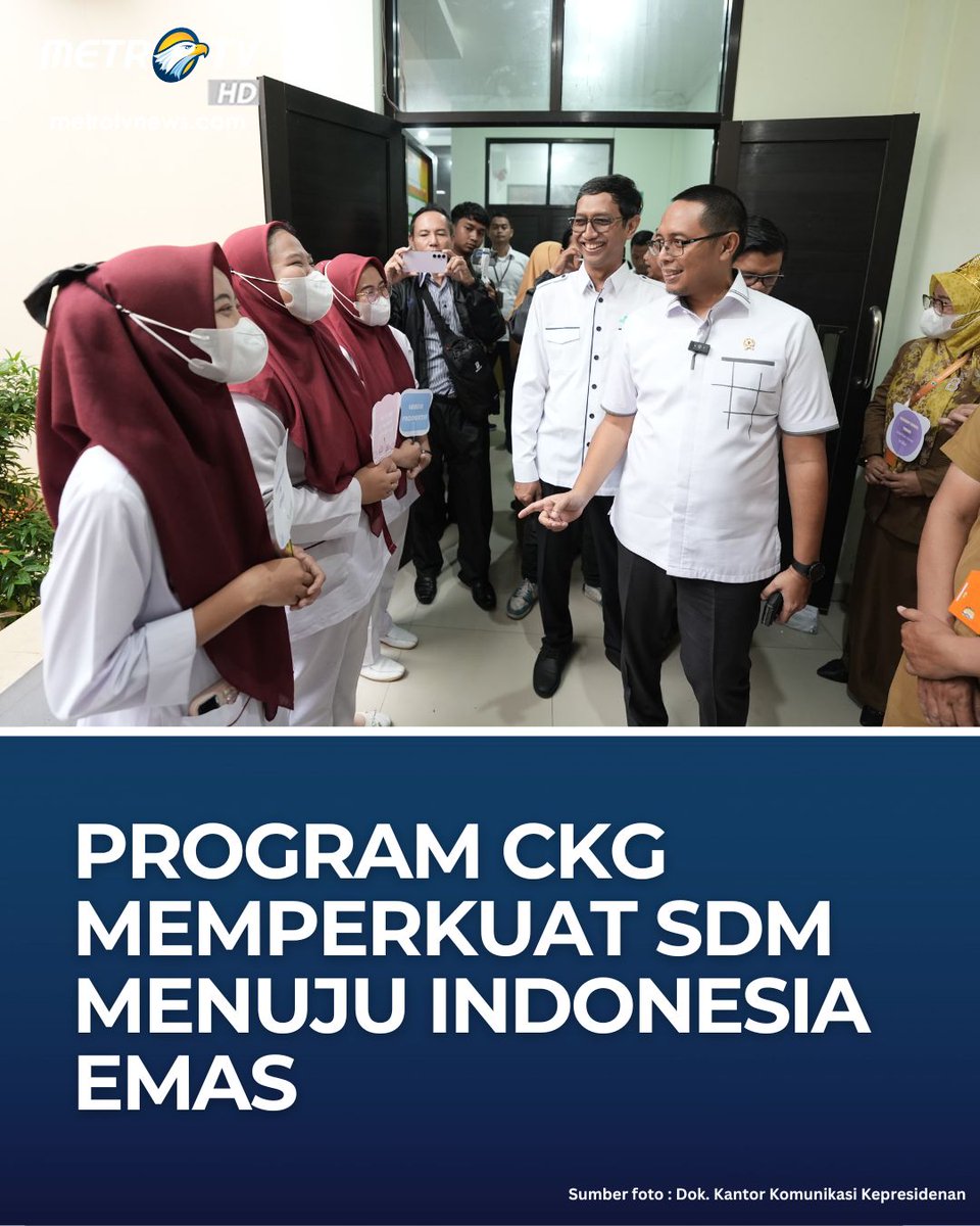 Metro_TV's tweet photo. Pemerintah resmi memulai Program Cek Kesehatan Gratis (CKG), hari ini (10/2). Program Hasil Terbaik Cepat kedua Presiden Prabowo Subianto itu merupakan salah satu upaya untuk memperkuat sumber daya manusia, sehingga siap menuju Indonesia Emas 2045.

#ProgramCKG #CekKesehatanGratis #PCO #HasanNasbi #PresidenPrabowo #MetroTV