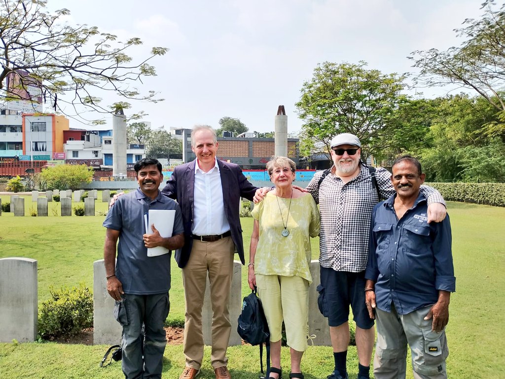 Senthil45999250's tweet photo. Overwhelmed with emotions. Visitors from UK in Madras War Cemetery. Paid their homage to Martyr C. LOCKETT by his Daughter and grandson. Lest we forget across 2nd Generation. @CWGC @AAPAComms https://t.co/2FS8CF9hcv