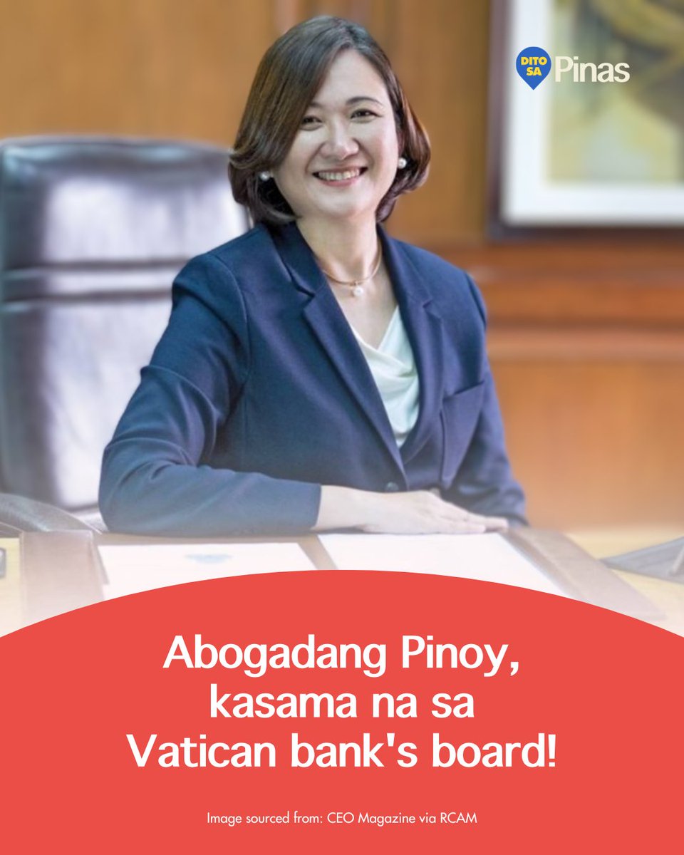 ditosapinas1's tweet image. Inanunsyo ng Roman Catholic Archdiocese of Manila na natanggap na ang abogadang Sheila Marie Uriarte-Tan bilang miyembro ng Institute's Board of Supervision of the Vatican Bank.

#Vatican #IOR #RCAM #Lawyer #PinayLawyer #SheilaMarieUriarteTan #DitoSaPilipinas