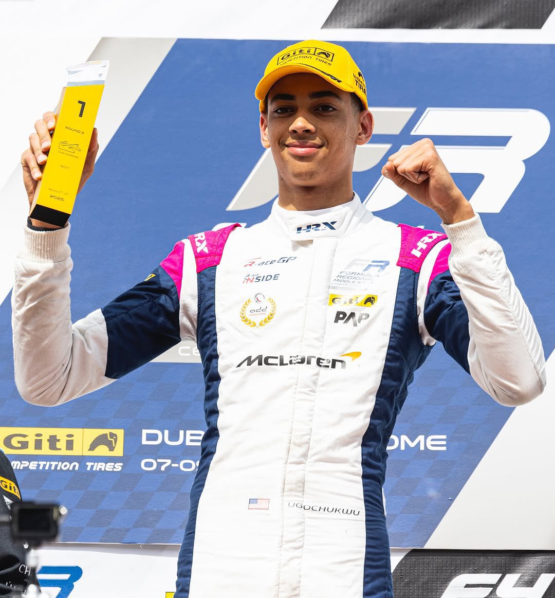 Aro (@arotweets042) on Twitter photo Ugo Ugochukwu Shines in Dubai, Wins Formula Regional Middle East Race.
Nigerian(Igbo)-American racing star Ugo Ugochukwu has made history again, winning the first Formula Regional Middle East race at the Dubai Autodrome on Saturday.
Congratulations <a href="/UgoUgochukwu2/">UgoUgochukwu</a> Ugo Ugochukwu Shines in Dubai, Wins Formula Regional Middle East Race.
Nigerian(Igbo)-American racing star Ugo Ugochukwu has made history again, winning the first Formula Regional Middle East race at the Dubai Autodrome on Saturday.
Congratulations <a href="/UgoUgochukwu2/">UgoUgochukwu</a>