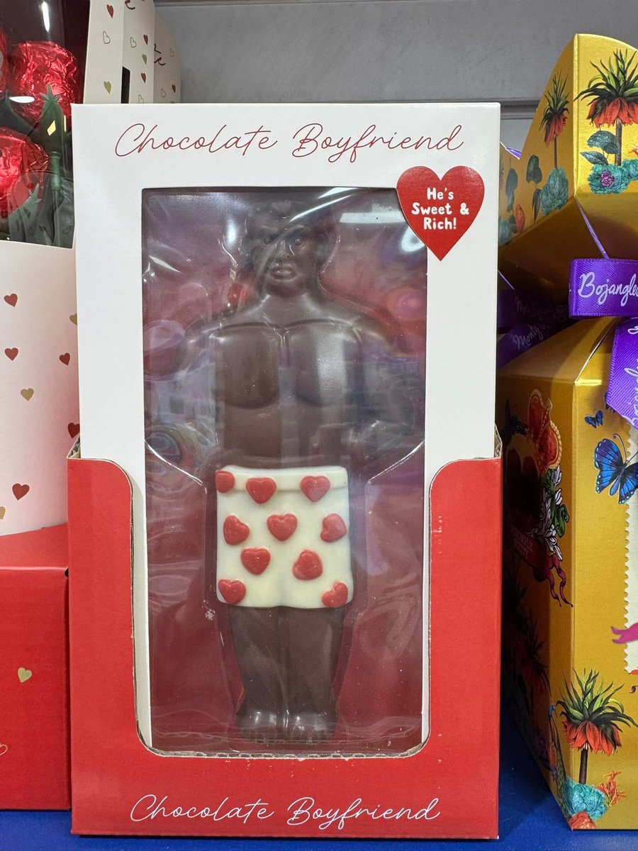 He’s sweet, rich and won’t leave the dirty dishes on the side 😂 chocolate boyfriend from Card Factory #rutherglenexchange #valentinesday ❤️