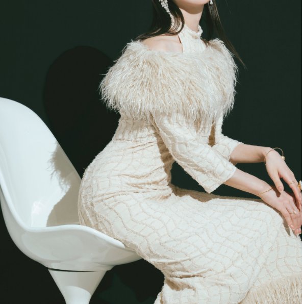 Fur Fringe Waffle Dress Set