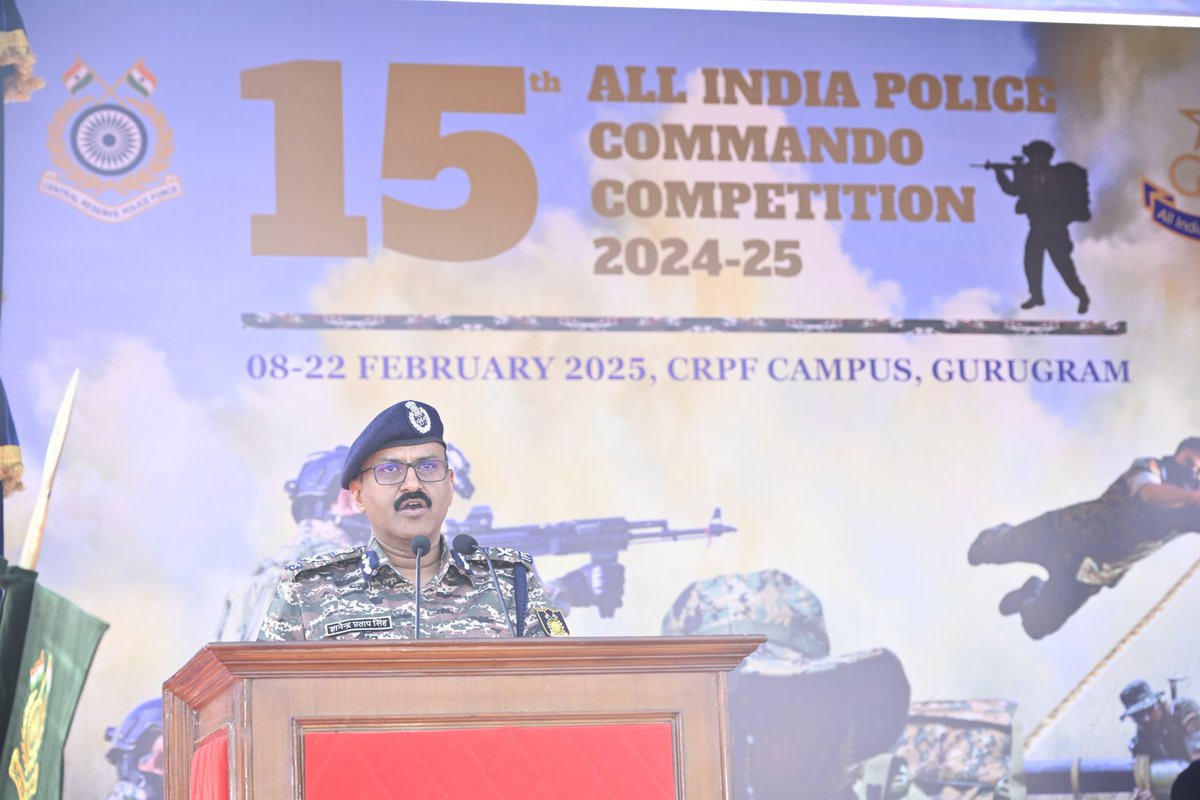 crpfindia's tweet photo. Unveiling the Arena of Grit & Glory!
Shri @gpsinghips, DG #CRPF, inaugurated the 15th #AIPCC at CRPF Campus, Gurugram. Welcoming the commandos, he stressed teamwork over individual prowess, urging them to strive for excellence as united forces. Wishing all participants the very best!
#NationFirst
#AIPCC
@JmuKmrPolice
@KarnatakaCops
@TelanganaCOPs
@JharkhandPolice
@police_haryana
@tnpoliceoffl
@APPOLICE100
@odisha_police
@MahaPolice
@GujaratPolice
@TheKeralaPolice
@PoliceRajasthan
@assampolice