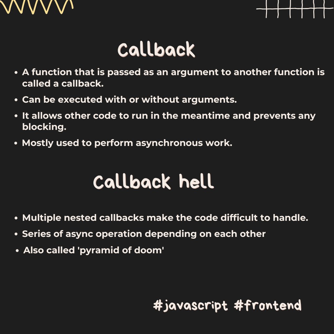 frontenddevsite's tweet image. What are Javascript callbacks? Lets dive deep into this with example