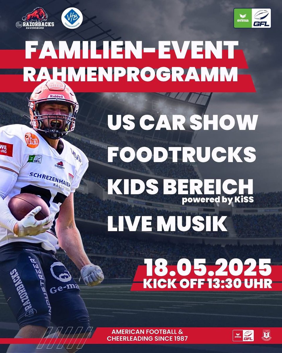 Der Ticketvorverkauf läuft ab sofort! 
Für alle Frühentschlossenen gibt es mit dem Code *FIRSTTIMEFN* satte 20 % Rabatt auf alle Tickets. Diese Aktion gilt nur bis Montag den 24.2.2025, 23:59 Uhr – also seid schnell und sichert euch eure Tickets JETZT!

ifm-razorbacks.de/tickets