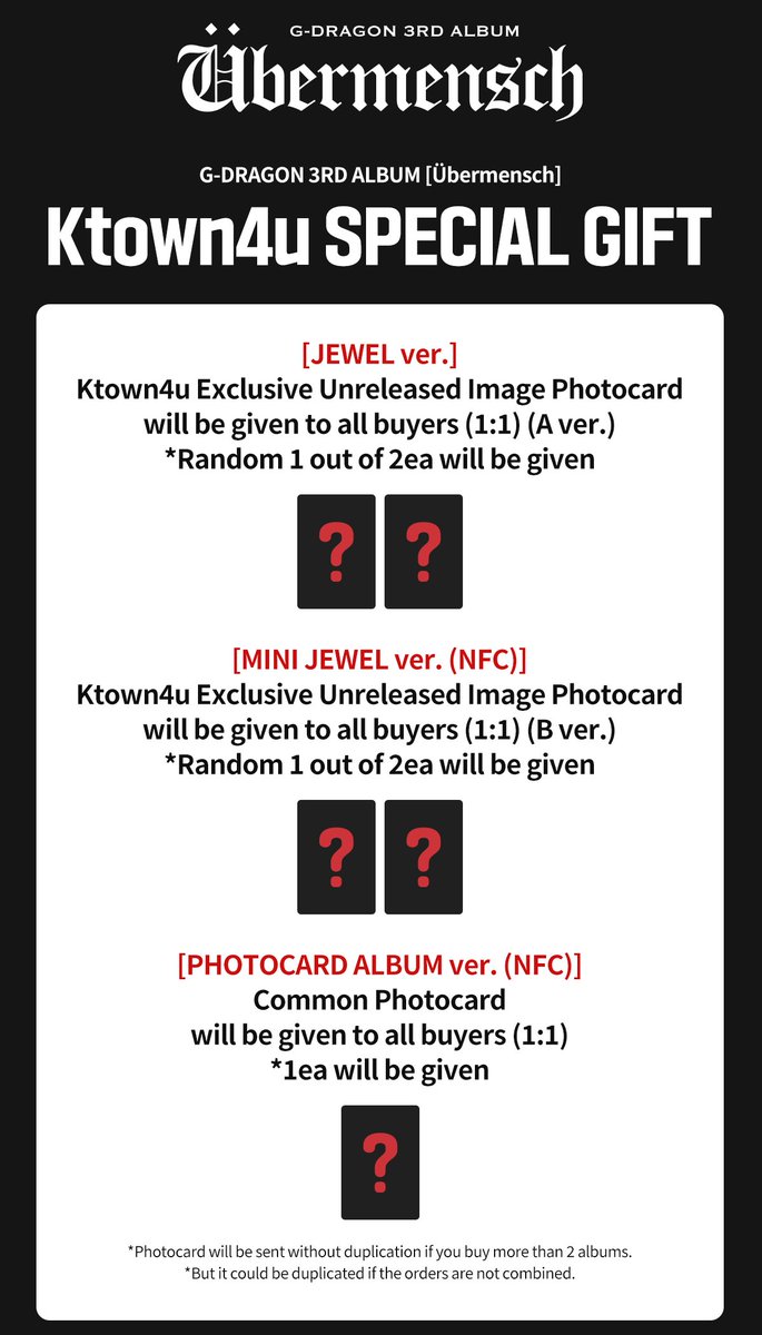 TwinkleTwelve_'s tweet photo. #TWTW_MYGO 🇲🇾
G-DRAGON 3rd Album [Übermensch] - KTOWN4U

📌 Photocard Album
💰 RM55 each

📌 Mini Jewel
💰 RM65 each

📌 Jewel
💰 RM75 each

❌ no second payment
🚛 RM8 WM | RM20 EM
✉️ DM to order
🗓️ Due: 23/02/2025

#GDRAGON #pasarBIGBANG #pasarVIP #pasarGD #pasarGDRAGON https://t.co/diYibsCfYL