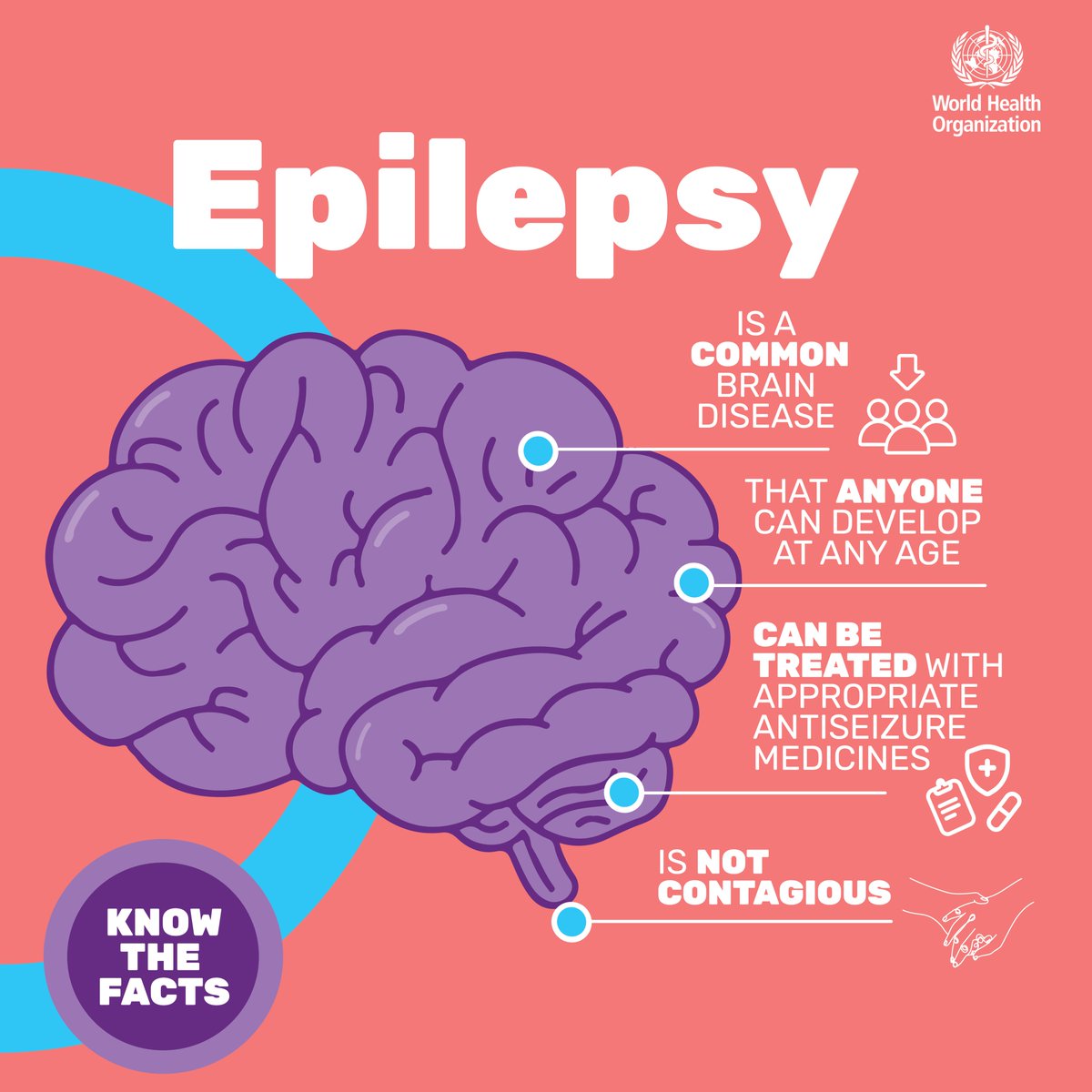 Today is World #EpilepsyDay

#Epilepsy is one of the most common neurological disorders.

Anyone can develop it at any age.
It’s not contagious &amp; it's treatable.

Know the facts so you can help tackle the myths &amp; misconceptions that lead to stigma &amp; discrimination