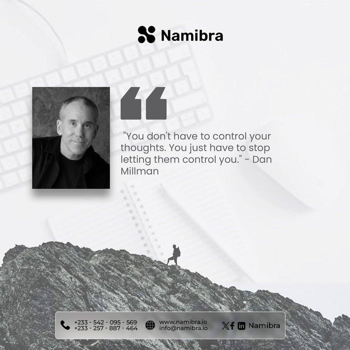 You just have to let your thoughts stop 🛑 controlling you 💪

May this week be fruitful.

#Namibra #TechInnovation #mondaymotivationay