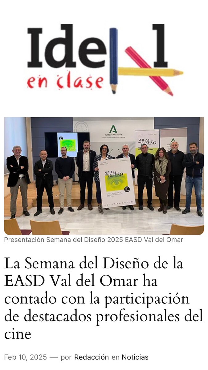 EASD Val del Omar de Granada (@easdvaldelomar) on Twitter photo La Semana del Diseño de la EASD Val del Omar ha contado con la participación de destacados profesionales del cine en-clase.ideal.es/2025/02/10/la-… vía <a href="/IDEALENCLASE/">En clase</a> <a href="/EASDValDelOmar/">EASD Val del Omar de Granada</a> <a href="/EducaAnd/">Consejería Desarrollo Educativo y FP</a> <a href="/JuntaGranada/">Junta Granada</a> <a href="/roblespozo_f/">Fundación Robles Pozo</a> <a href="/aytogr/">Ayuntamiento de Granada</a> <a href="/cepdegranada/">CEP de Granada</a> <a href="/MC_CastilloMena/">Mª Carmen Castillo Mena</a> <a href="/MariaJoseBaza/">Maria Jose Martin</a> <a href="/PremiosGoya/">Premios Goya</a> La Semana del Diseño de la EASD Val del Omar ha contado con la participación de destacados profesionales del cine en-clase.ideal.es/2025/02/10/la-… vía <a href="/IDEALENCLASE/">En clase</a> <a href="/EASDValDelOmar/">EASD Val del Omar de Granada</a> <a href="/EducaAnd/">Consejería Desarrollo Educativo y FP</a> <a href="/JuntaGranada/">Junta Granada</a> <a href="/roblespozo_f/">Fundación Robles Pozo</a> <a href="/aytogr/">Ayuntamiento de Granada</a> <a href="/cepdegranada/">CEP de Granada</a> <a href="/MC_CastilloMena/">Mª Carmen Castillo Mena</a> <a href="/MariaJoseBaza/">Maria Jose Martin</a> <a href="/PremiosGoya/">Premios Goya</a>