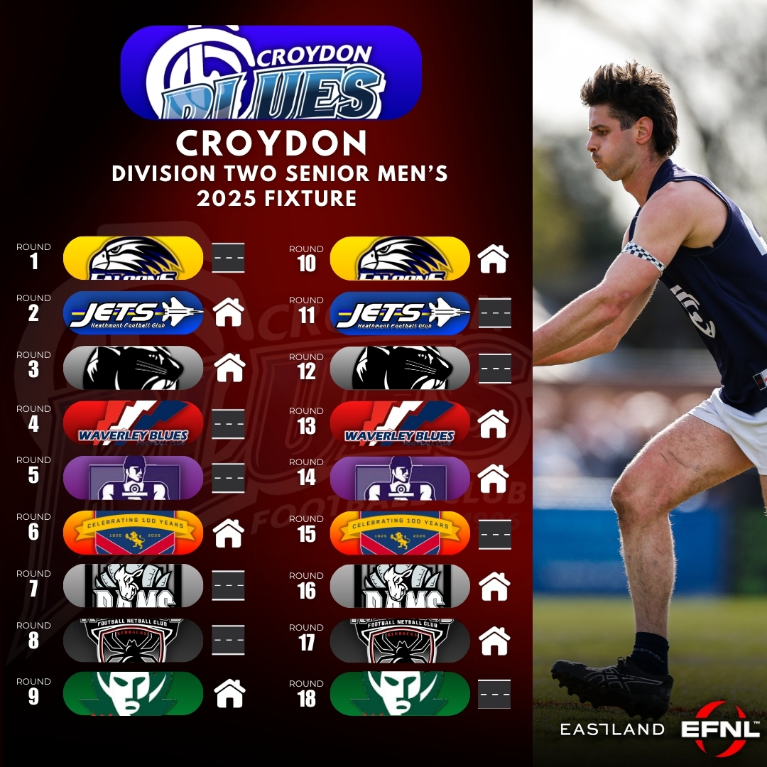 Eastern_FNL's tweet photo. Eastland 2025 Senior Women’s Fixture | Croydon FNC
Last year's Division Two Grand Finalists are starting the 2025 season at Lilydale Sports Oval, facing the Falcons.
View the full Round-By-Round fixture for the Blues below!
#efnl #afl #fixture #croydon #localfooty https://t.co/fH7x9f8a8q