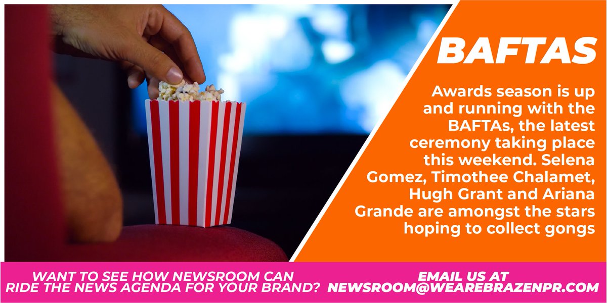 Brazen (@wearebrazenpr) on Twitter photo A box office boom, Valentine’s Day and a star-studded BAFTAs, there’s plenty to get the nation buzzing this week! 🎬 💕
Want to ride the news agenda for your brand? Email now 👉 newsroom@wearebrazenpr.com
#WeAreBrazenPR A box office boom, Valentine’s Day and a star-studded BAFTAs, there’s plenty to get the nation buzzing this week! 🎬 💕
Want to ride the news agenda for your brand? Email now 👉 newsroom@wearebrazenpr.com
#WeAreBrazenPR