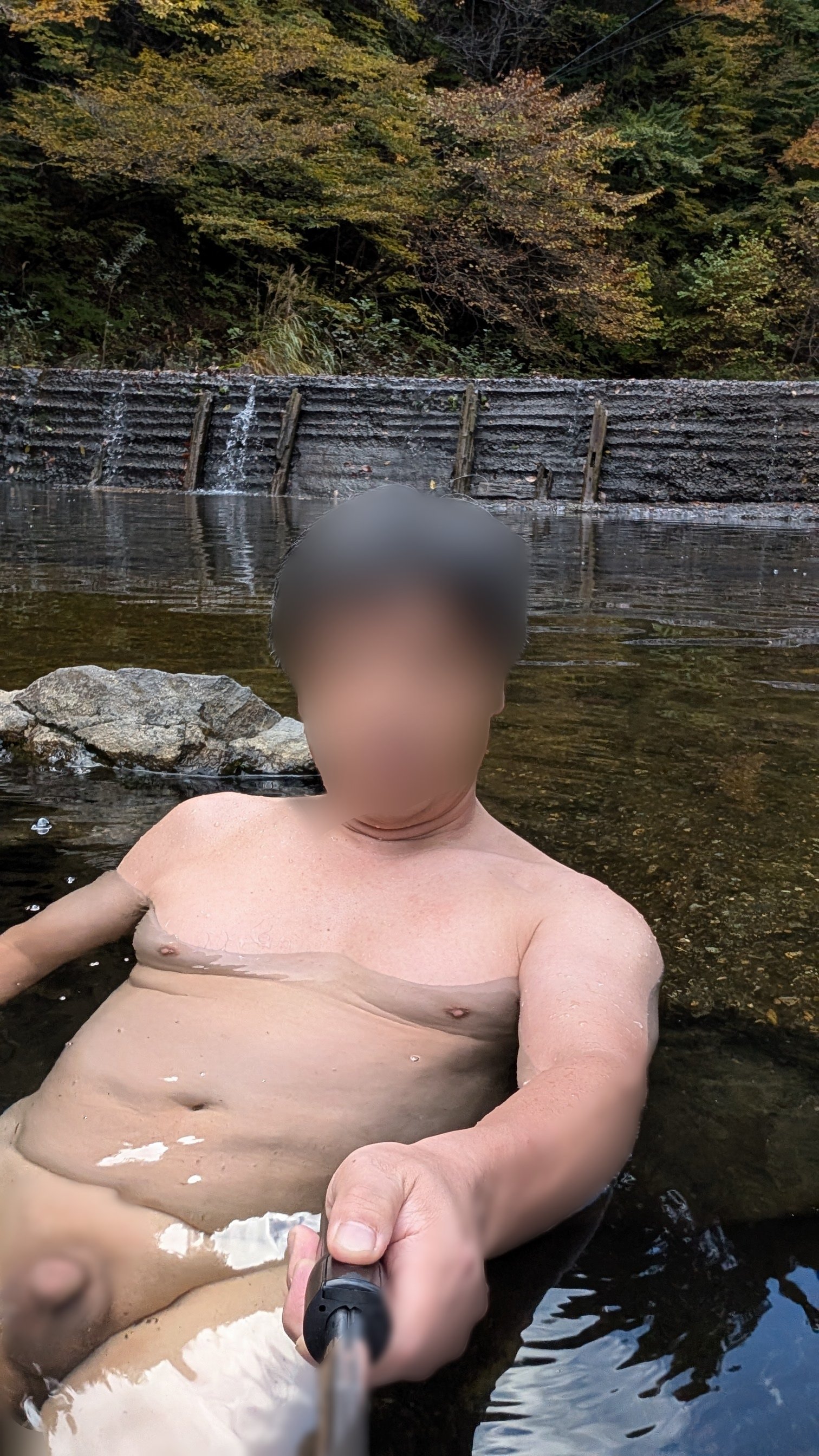 温泉露出 顔出し  
