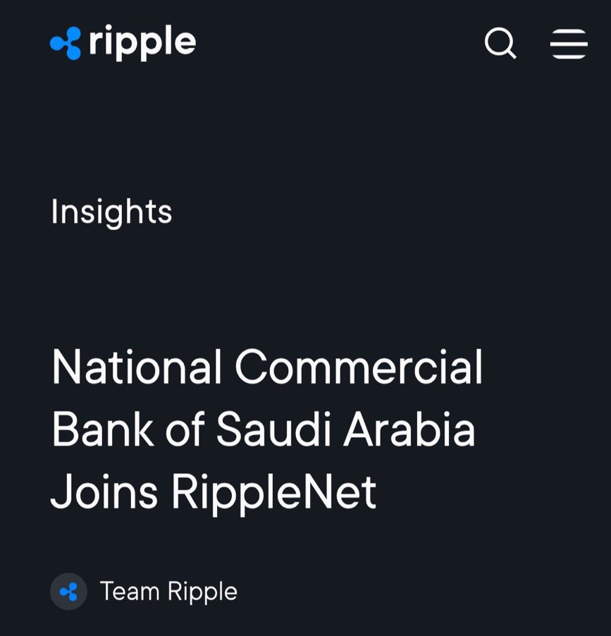 XRP_2026's tweet photo. BREAKING 🚨 
National Commercial Bank of Saudi Arabia Joins RippleNet. $XRP https://t.co/Fw92vIeBFR